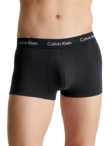 Calvin Klein Herren 3er Pack Boxershorts Low Rise Trunks Baumwolle mit Stretch, Schwarz (B-Woodrose/Fld Olv/Deep Rouge Lg), L von Calvin Klein