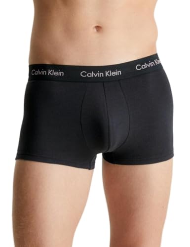 Calvin Klein Herren 3er Pack Boxershorts Low Rise Trunks Baumwolle mit Stretch, Schwarz (B-Woodrose/Fld Olv/Deep Rouge Lg), XL von Calvin Klein