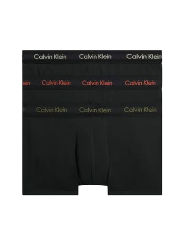 Calvin Klein Herren 3er Pack Boxershorts Low Rise Trunks Baumwolle mit Stretch, Schwarz (B- Eclyps, Mcca Ornge, Olv Brnch Lg), XL von Calvin Klein