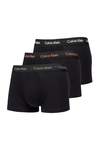 Calvin Klein Herren 3er Pack Boxershorts Low Rise Trunks Baumwolle mit Stretch, Schwarz (Olv Branch, Charcoal Gry, Gry Mist), XS von Calvin Klein