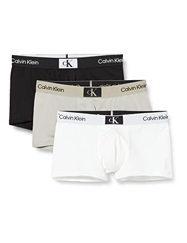 Calvin Klein Herren 3er Pack Boxershorts Low Rise Trunks mit Stretch, Mehrfarbig (Black/Authentic Grey/White), M von Calvin Klein