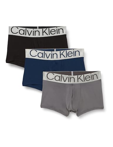 Calvin Klein Herren 3er Pack Boxershorts Low Rise Trunks mit Stretch, Mehrfarbig (Blue Shadow/Grey Sky/Black), XS von Calvin Klein