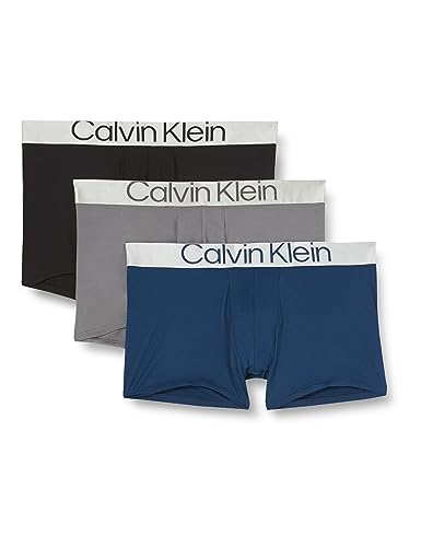 Calvin Klein Herren 3er Pack Boxershorts Low Rise Trunks mit Stretch, Mehrfarbig (Blue Shadow/Grey Sky/Black), XXL von Calvin Klein