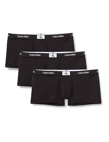Calvin Klein Herren 3er Pack Boxershorts Low Rise Trunks mit Stretch, Schwarz (Black/Black/Black), S von Calvin Klein