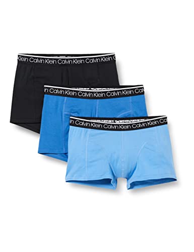 Calvin Klein Herren 3er-Pack Boxershorts Trunk 3 PK mit Stretch, Black/Delft/Silver Lake Blue, L [Amazon Exclusive] von Calvin Klein