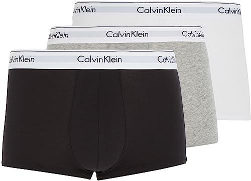Calvin Klein Herren 3er Pack Boxershorts Trunks Baumwolle mit Stretch, Mehrfarbig (Black/White/Grey Heather), L von Calvin Klein