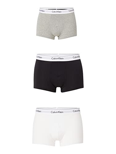 Calvin Klein Herren 3er Pack Boxershorts Trunks Baumwolle mit Stretch, Mehrfarbig (Black/White/Grey Heather), S von Calvin Klein Jeans