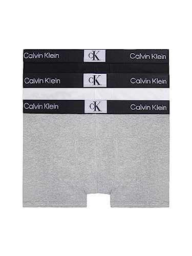 Calvin Klein Herren 3er Pack Boxershorts Trunks Baumwolle mit Stretch, Mehrfarbig (Black/White/Grey Heather), XS von Calvin Klein