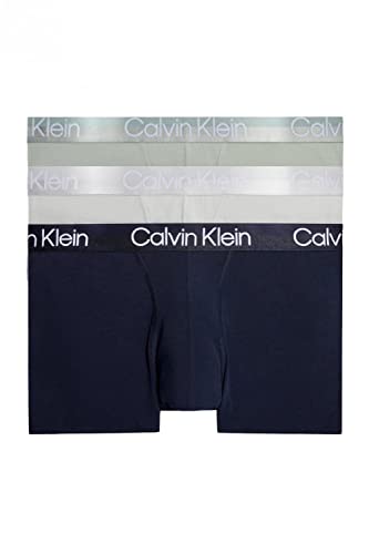 Calvin Klein Herren 3er Pack Boxershorts Trunks Baumwolle mit Stretch, Mehrfarbig (Galaxy Gry/Night Sky/Frosted Fern), M von Calvin Klein