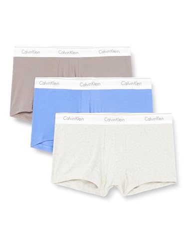 Calvin Klein Herren 3er Pack Boxershorts Trunks Baumwolle mit Stretch, Mehrfarbig (Gry Htr Eiffle Tower Dazzling Bl), S von Calvin Klein