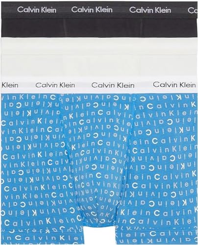 Calvin Klein Herren 3er Pack Boxershorts Trunks Baumwolle mit Stretch, Mehrfarbig (Ptm Gy, Pal Bl_Sd Ttl Wh Wb, Vps Gy), XS von Calvin Klein