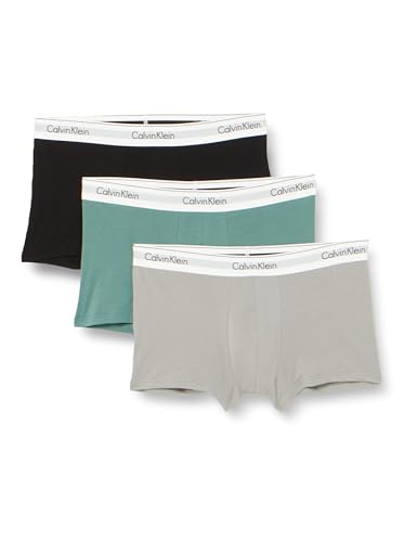 Calvin Klein Herren 3er Pack Boxershorts Trunks Baumwolle mit Stretch, Mehrfarbig (Sagebush Green Black Griffin), L von Calvin Klein