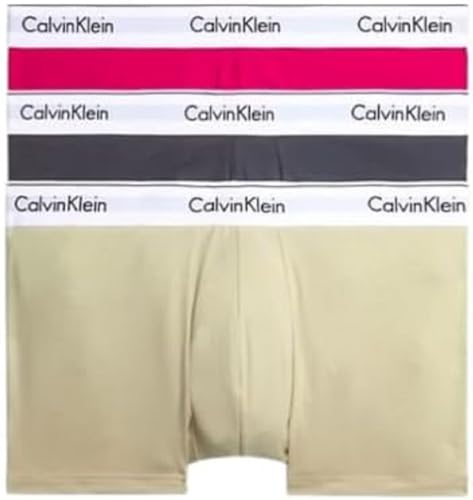 Calvin Klein Herren 3er Pack Boxershorts Trunks Baumwolle mit Stretch, Mehrfarbig (Virtual Red, Iron Gate, Eucalyptus), S von Calvin Klein