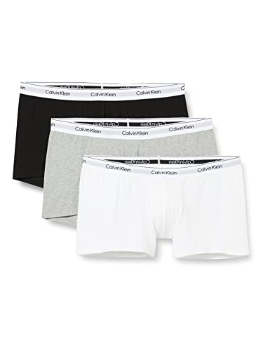 Calvin Klein Herren 3er Pack Boxershorts Trunks Baumwolle mit Stretch, Mehrfarbig (White/Grey Heather/Black), 4XL von Calvin Klein