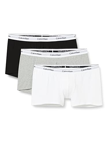 Calvin Klein Herren 3er Pack Boxershorts Trunks Baumwolle mit Stretch, Mehrfarbig (White/Grey Heather/Black), XXL von Calvin Klein