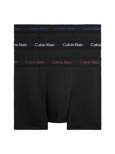 Calvin Klein Herren 3er Pack Boxershorts Trunks Baumwolle mit Stretch, Schwarz (B- Marron, Skyway, True Navy Logos), M von Calvin Klein