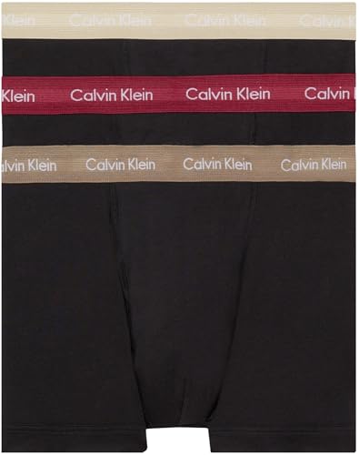 Calvin Klein Herren 3er Pack Boxershorts Trunks Baumwolle mit Stretch, Schwarz (B- Rumba/Caribou/Black Wbs), L von Calvin Klein