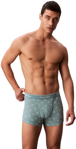 Calvin Klein Herren 3er Pack Boxershorts Trunks mit Logobund, Türkis (Micro Chip/Diamond Logo+Zoni Beach/), M von Calvin Klein