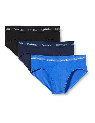 Calvin Klein Herren 3er Pack Hip Briefs Unterhosen Baumwolle mit Stretch, Mehrfarbig (Black/Blueshadow/Cobaltwater Dtm Wb), M von Calvin Klein