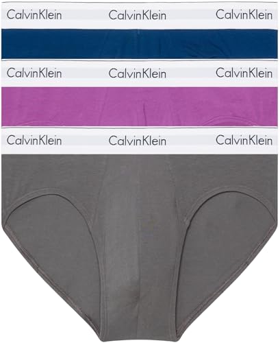 Calvin Klein Herren 3er Pack Hip Briefs Unterhosen Baumwolle mit Stretch, Mehrfarbig (Eiffle Tower Poisidon Dahlia), S von Calvin Klein