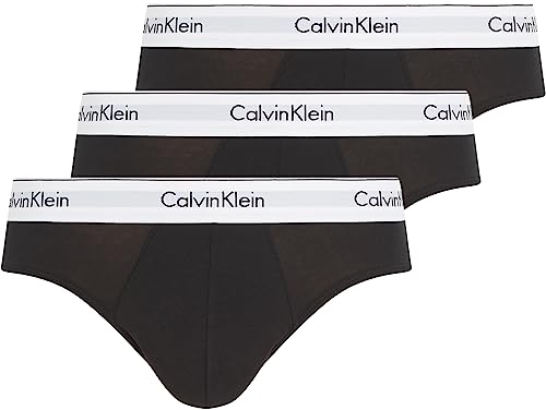 Calvin Klein Herren 3er Pack Hip Briefs Unterhosen Baumwolle mit Stretch, Schwarz (Black/Black/Black), S von Calvin Klein