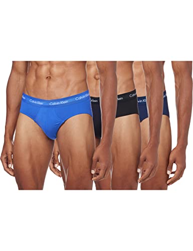 Calvin Klein Herren 3er-Pack Slips 3 PK Hip Brief mit Stretch, Black/Blueshadow/Cobaltwater Dtm Wb, L von Calvin Klein