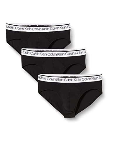 Calvin Klein Herren 3er-Pack Slips Hip Brief 3 PK mit Stretch, Black W/ White Wb, M [Amazon Exclusive] von Calvin Klein