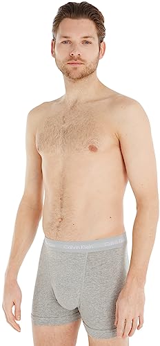 Calvin Klein Herren 3er Pack Boxershorts Trunks Baumwolle mit Stretch, Grau (Grey Heather), XL von Calvin Klein