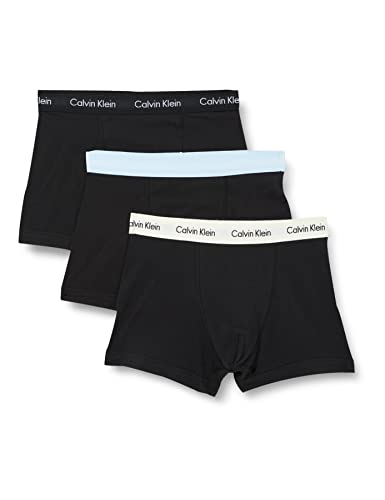 Calvin Klein Herren 3er-Pack Unterhosen – Baumwoll-Stretch Trunk, Rain Dance/Black/Ivory, L von Calvin Klein