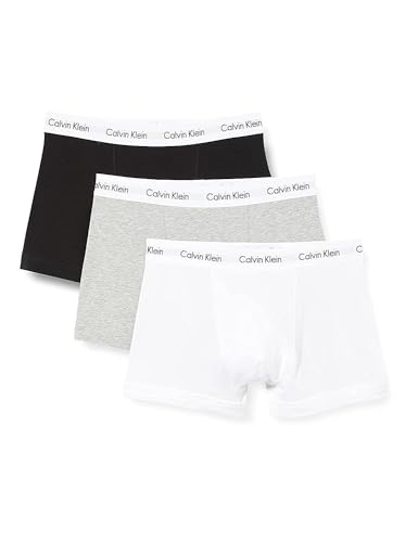 Calvin Klein Herren 3er Pack Boxershorts Trunks Baumwolle mit Stretch, Schwarz ,B-Cool Melon/Glxy Gry/Brn Belt Lg, L, Black/White/Grey Heather, S von Calvin Klein Jeans