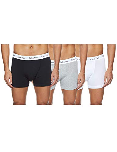 Calvin Klein Herren 3er Pack Boxershorts Trunks Baumwolle mit Stretch, Mehrfarbig (Black/White/Grey Heather), XS von Calvin Klein