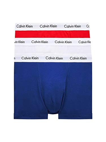 Calvin Klein Herren 3er Pack Boxershorts Trunks Baumwolle mit Stretch, Schwarz ,B-Cool Melon/Glxy Gry/Brn Belt Lg, L, White/Red Ginger/Pyro Blue, L von Calvin Klein