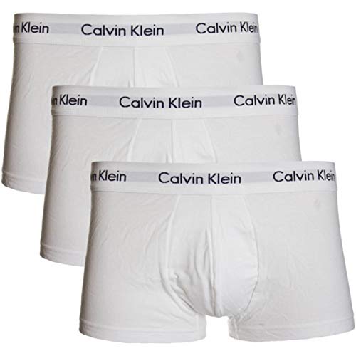 Calvin Klein Herren 3er Pack Boxershorts Low Rise Trunks Baumwolle mit Stretch, Weiß (White), M von Calvin Klein