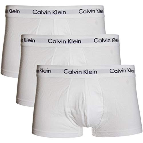 Calvin Klein Herren 3er Pack Boxershorts Low Rise Trunks Baumwolle mit Stretch, Weiß (White), M von Calvin Klein underwear