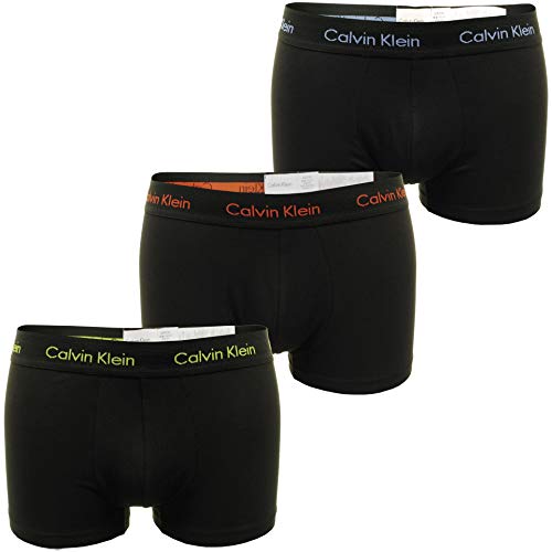 Calvin Klein Herren 3p Low Rise Trunk' Boxershorts, Schwarz (B-Periwinkle/B Red/E Lime Logo Pzn), Small (3er Pack) von Calvin Klein