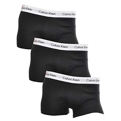 Calvin Klein Herren 3er Pack Boxershorts Low Rise Trunks Baumwolle mit Stretch, Schwarz (Black), L von Calvin Klein