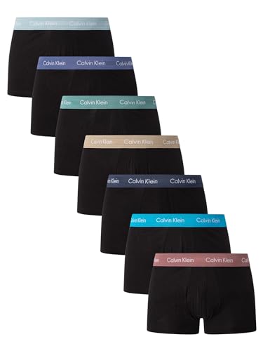 Calvin Klein Herren 7er Pack Boxershorts Low Rise Trunks Baumwolle mit Stretch, Schwarz (B- C Rspygres Garv Blb In Wbs), S von Calvin Klein