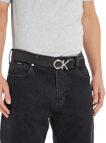 Calvin Klein Herren Gürtel aus Leder, Schwarz (Ck Black/Dark Brown), 95 cm von Calvin Klein