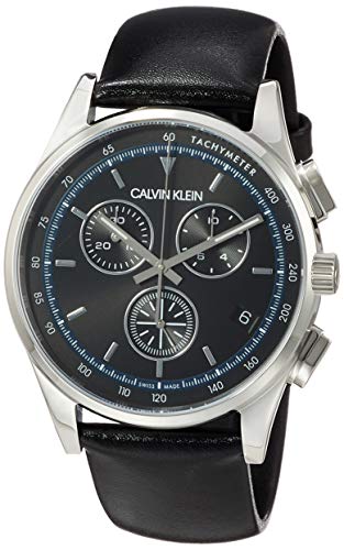 Calvin Klein Herren Analog Quarz Uhr mit Echtes Leder Armband KAM271C1 von Calvin Klein