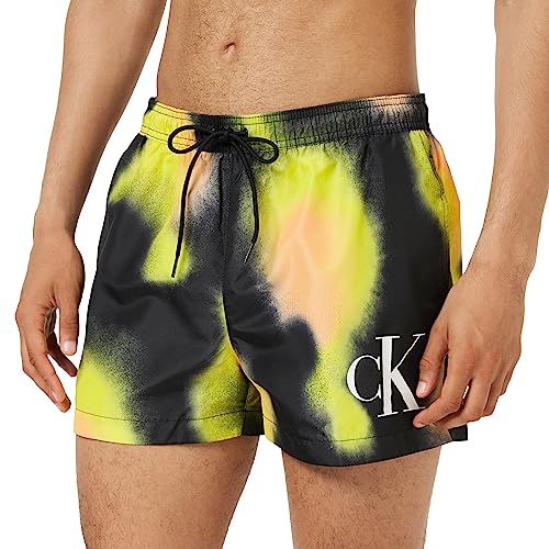 Calvin Klein Herren Badehose Kurz, Mehrfarbig (Ck Monogram Sprayed Aop), L von Calvin Klein