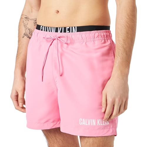 Calvin Klein Herren Badehose Medium Double Mittellang, Rosa (Sachet Pink), XL von Calvin Klein