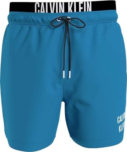 Calvin Klein Herren Badehose Medium Double WB Lang, Blau (Clear Turquoise), S von Calvin Klein