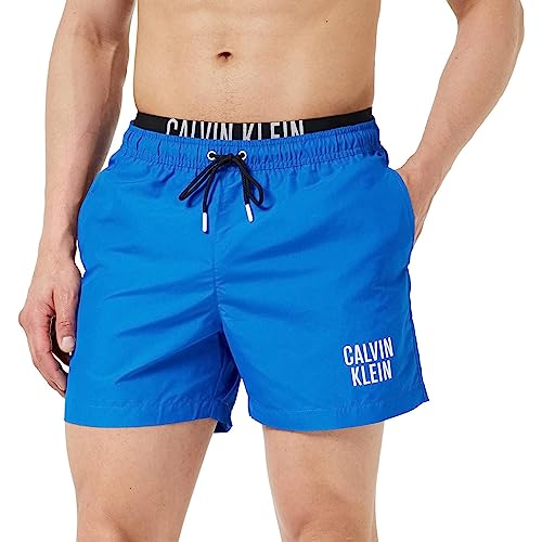 Calvin Klein Herren Badehose Medium Double WB Lang, Blau (Dynamic Blue), S von Calvin Klein