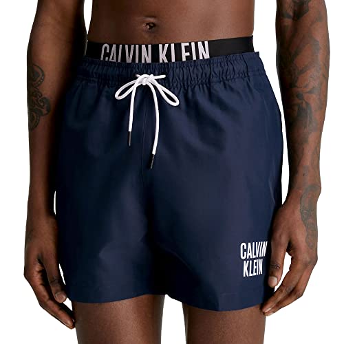 Calvin Klein Herren Badehose Medium Double WB Lang, Blau (Navy Iris), L von Calvin Klein