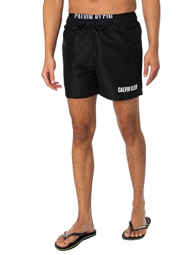 Calvin Klein Herren Badehose Medium Double Wb Lang, Schwarz (Pvh Black), L von Calvin Klein