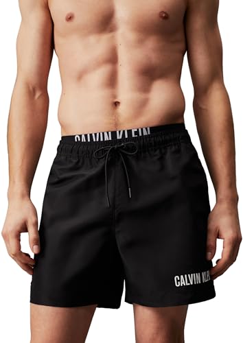 Calvin Klein Herren Badehose Medium Double Wb Lang, Schwarz (Pvh Black), M von Calvin Klein