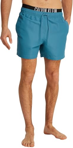 Calvin Klein Herren Badehose Medium Double mit Tunnelzug, Blau (Storm Blue), XXL von Calvin Klein