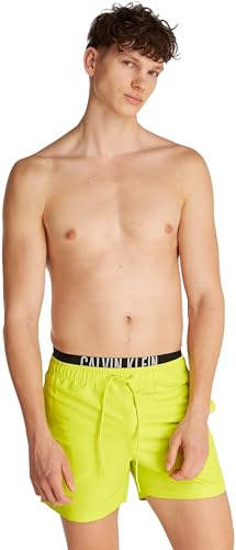 Calvin Klein Herren Badehose Medium Double mit Tunnelzug, Gelb (Lemonade Yellow), M von Calvin Klein