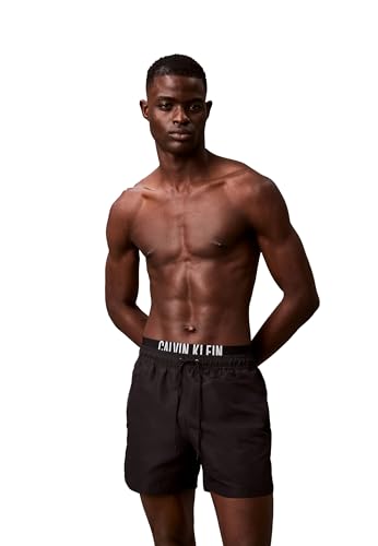 Calvin Klein Herren Badehose Medium Double mit Tunnelzug, Schwarz (Pvh Black), M von Calvin Klein