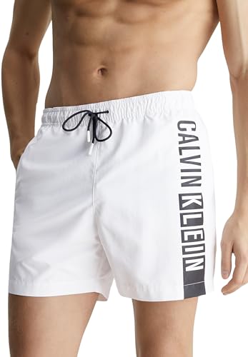 Calvin Klein Herren Badehose Medium Drawstring-Graphic Lang, Weiß (Pvh Classic White), M von Calvin Klein